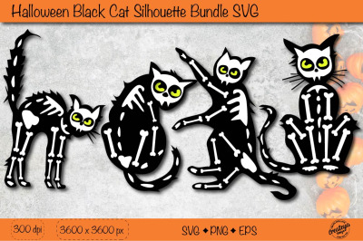 Black cat silhouette SVG| Scary cat Halloween SVG Bundle