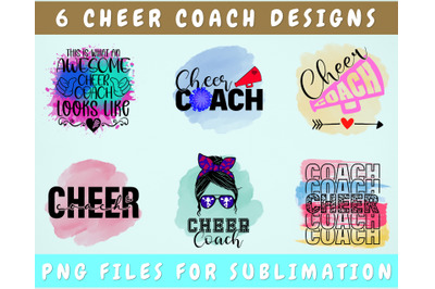 Cheer Coach Sublimation Designs Bundle, 6 Designs, Cheer Coach PNG