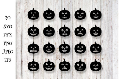 Halloween Pumpkins SVG. Jack-o&#039;-Lantern Faces Bundle