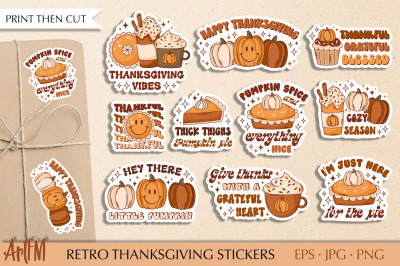 Retro Thanksgiving Stickers | Fall Business Sticker Bundle