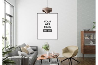 Interior scene artwork background frame mockup