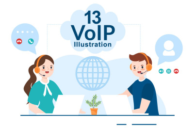 13 VOIP or Voice Over Internet Protocol Illustration