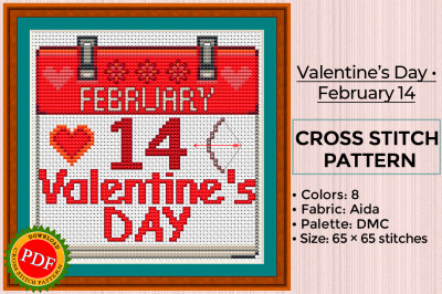 Valentines Day Cross Stitch Pattern | February 14