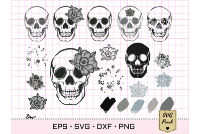 Skull SVG Bundle | Skull and Roses SVG