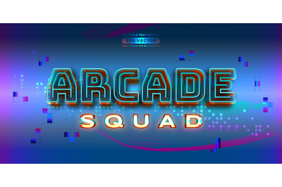Arcade Squad Text Effect Style with retro vibrant theme realistic neon