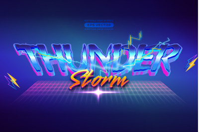 Thunder Storm Retro Text Effect with theme vibrant neon light concept