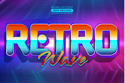 Retro wave editable text effect style with theme vibrant neon light