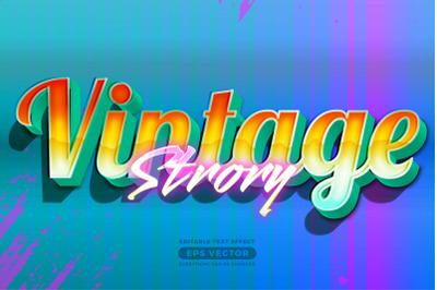 Vintage story editable text effect style with vibrant theme realistic
