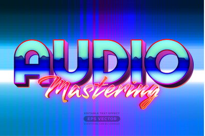 Audio mastering editable text effect style with vibrant theme