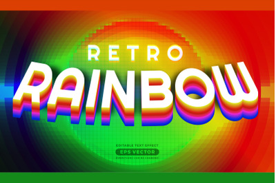 Retro rainbow layer editable text effect style with vibrant theme real