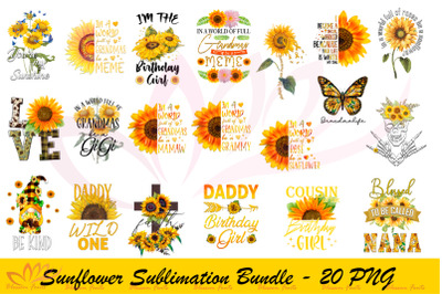 Sunflower Sublimation Bundle- 20 PNG