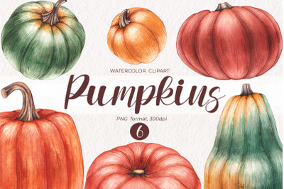 Watercolor Pumpkins / Watercolor clipart PNG