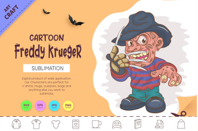 Halloween Mascot Freddy Krueger. T-Shirt.