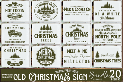Old Christmas Farmhouse Sign SVG Bundle