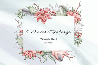 Winter foliage Watercolor Clipart