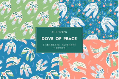 Dove of Peace. Seamless Patterns.