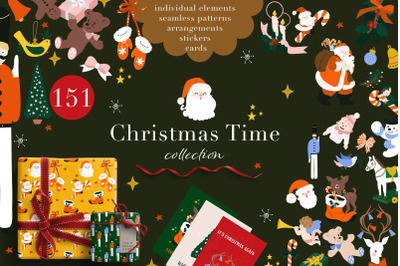 Christmas Time Clipart Vector Collection
