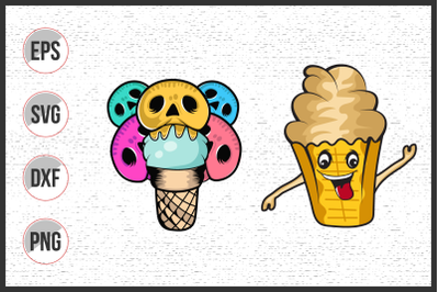 Funny ice cream vector svg illustration