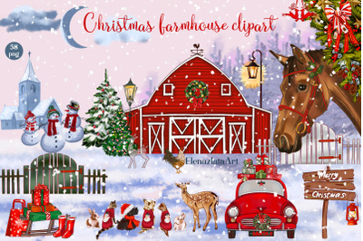 Christmas farmhouse clipart collection