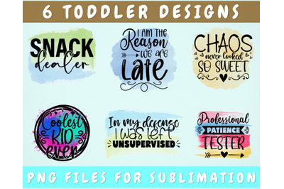 Toddler Sublimation Designs Bundle, 6 Designs, Toddler PNG Files