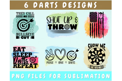 Darts Sublimation Designs Bundle, 6 Designs, Darts PNG Files