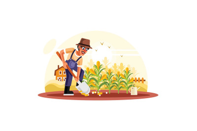 Farmer in Corn Field