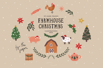Cottage, Farmhouse, Christmas, Graphics, Farm, House, Illustrations