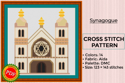 Synagogue Cross Stitch Pattern | Main Sanctuary