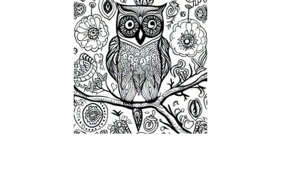 Owl Garden Flowers Coloring Pages