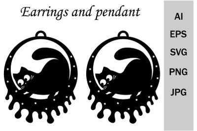 Cute cat earrings and pendants, svg template, cutting file