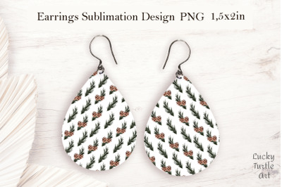 Christmas fir branch teardrop earrings sublimation design