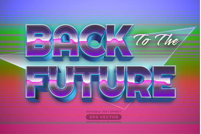 Back to the future editable text effect retro style with vibrant theme