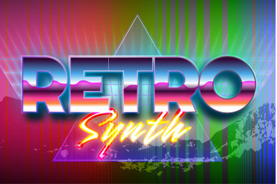 Retro synth editable text effect retro style with vibrant theme concep