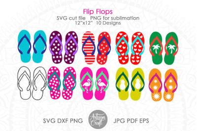 Flip flops SVG, flip flops clipart, sandals SVG, sublimation designs
