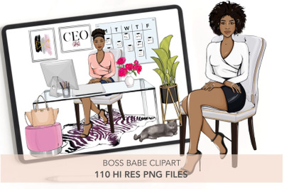 Black girl clipart, African American clipart, Office