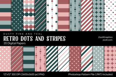 Retro Dots And Stripes Digital Papers
