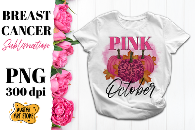 Breast Cancer sublimation. Pink October pumpkin Design