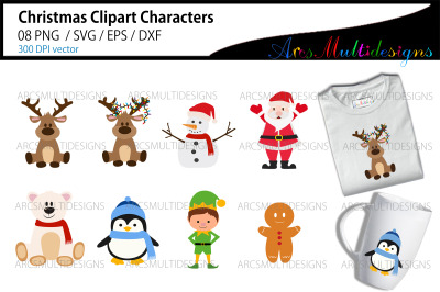 Christmas character clipart bundle