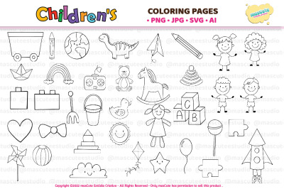 Children&amp;&23;039;s day kids coloring pages&2C; svg bundle