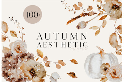 Autumn aesthetic - watercolor bundle, fall illustrations, png, clipart