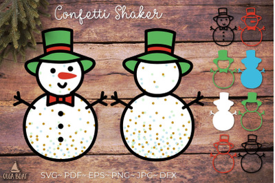 Christmas Confetti Shaker 3d Snowman layered svg