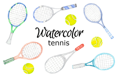 Tennis rackets watercolor clipart