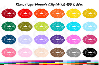 Kiss Lips Valentines Clipart Colorful Kisses Planner Clipart