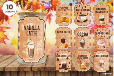 Drinks Labels | Can Glass PNG | Coffee Sublimations