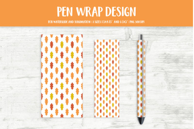 Fall Oak Leaves Pen Wrap Sublimation or Waterslide PNG