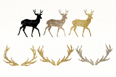 Christmas deer clipart| Holiday clip art | antlers png.
