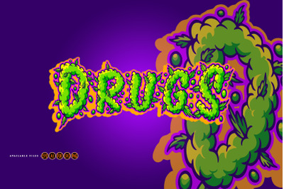 Hand lettering text drugs smoke effect svg