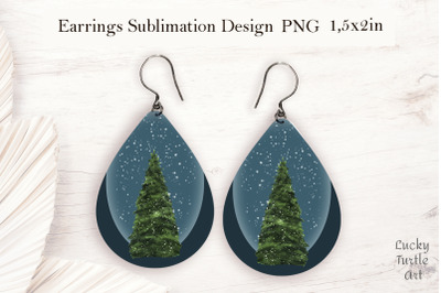 Christmas Douglas fir teardrop earrings sublimation design