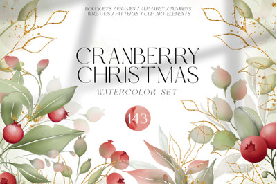 CRANBERRY CHRISTMAS watercolor set