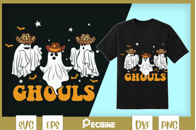 Lets go Ghouls Boo Western Halloween